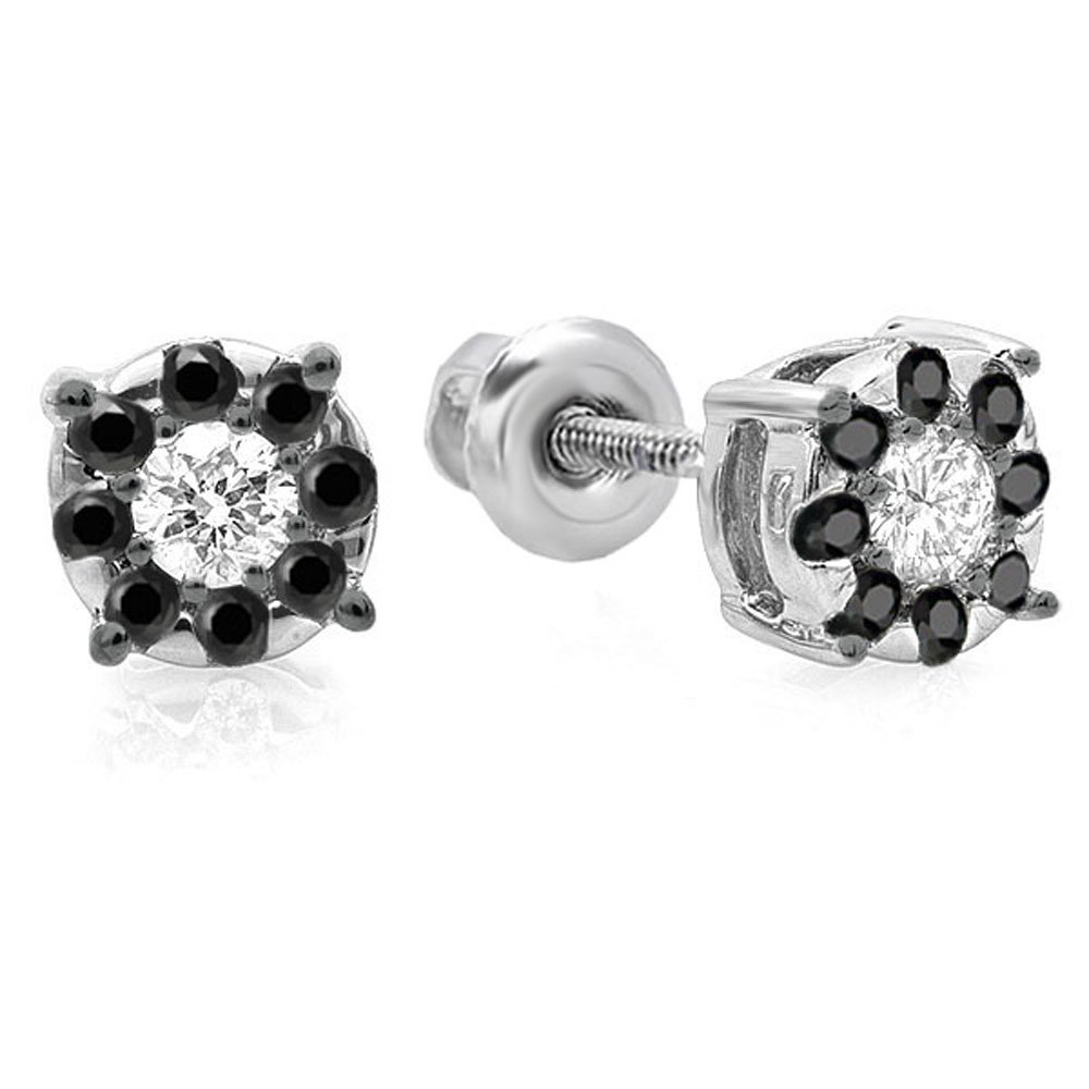 Dazzlingrock Collection 18K Round Shape Cluster Earrings, White Gold