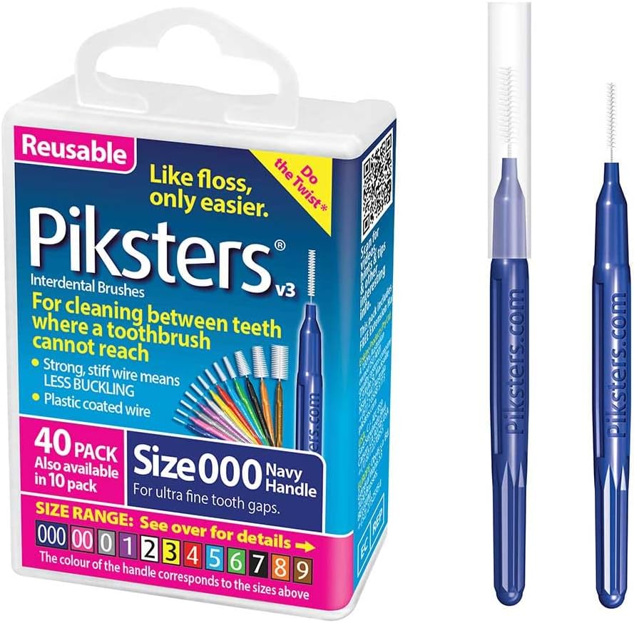 Piksters Interdental Brushes Size 000 40 pk Navy Connector Cap