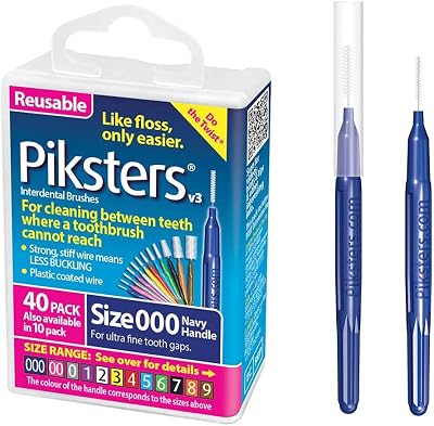 Piksters Interdental Brushes Size 000 40 pk Navy Connector Cap