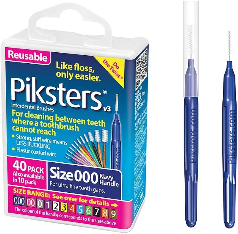 Piksters Interdental Brushes Size 000 40 pk Navy Connector Cap