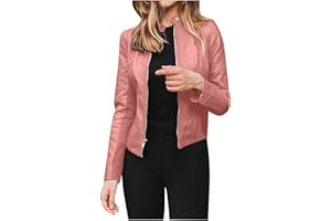 TAPANET Faux Leather Jacket Women Fashion Motorcycle Jacket Lightweight Zip Up Cropped Jackets Slim Pu Coat Moto Biker Jacket