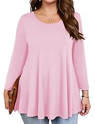 JollieLovin Womens 3/4 Sleeve Loose Fit Swing Tunic