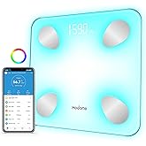 Scale for Body Weight, Digital Weight Scale with Color-Changing, Most Accurate to 0.2lb, Bluetooth Bathroom Scale with Bmi, Body Fat, Muscle Mass, 18 Body Composition Analyzer Sync App, 400 lbs-White