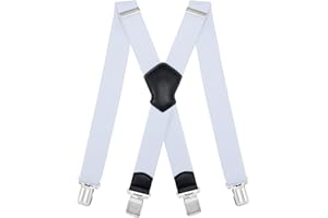 Dresime Suspenders for Men and Women Adjustable X Back 1.57 Inch Wide Elastic Heavy Duty Braces with Strong Metal Clips