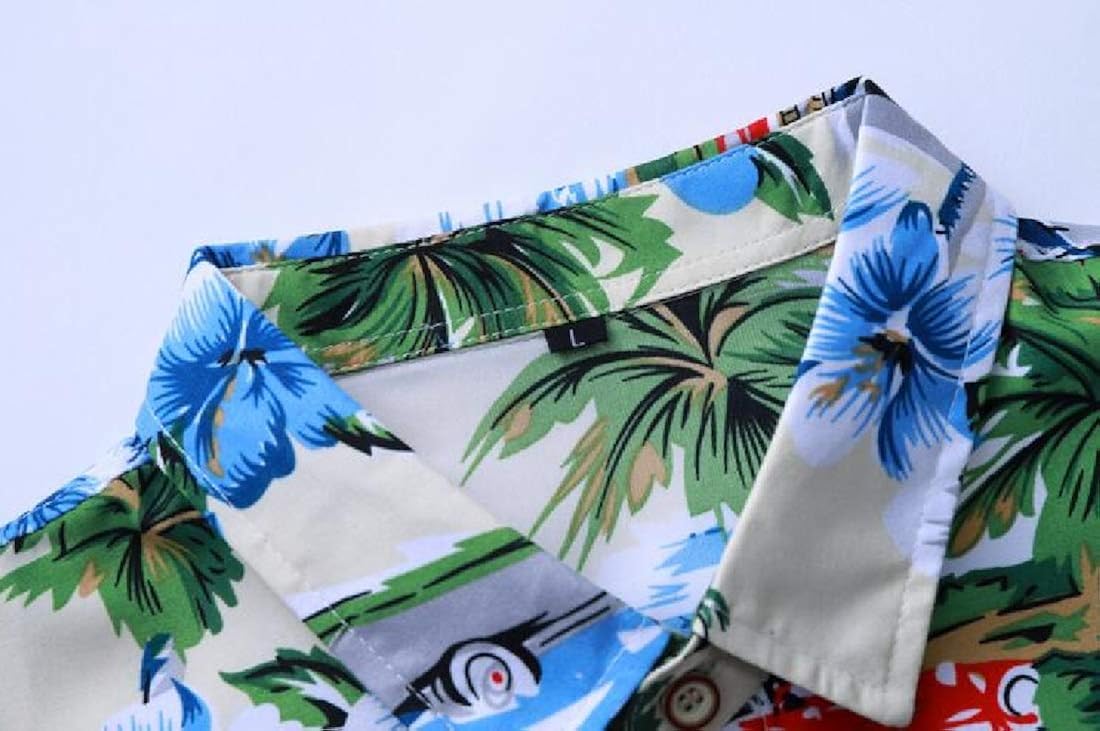 Down Button Mens YYear Flower Top Shirt Tall and Big