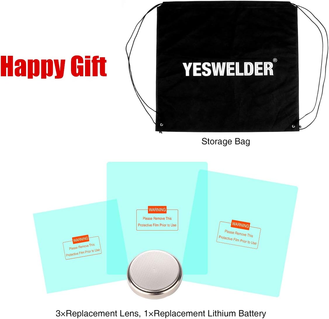 YESWELDER Large Viewing Screen 3.94"X3.66" True Color Solar Power Auto Darkening Welding Helmet, 4 Arc Sensor Wide Shade 4~5/9-9/13 for TIG MIG Arc Weld Grinding Welder Mask LYG-M800H - - 