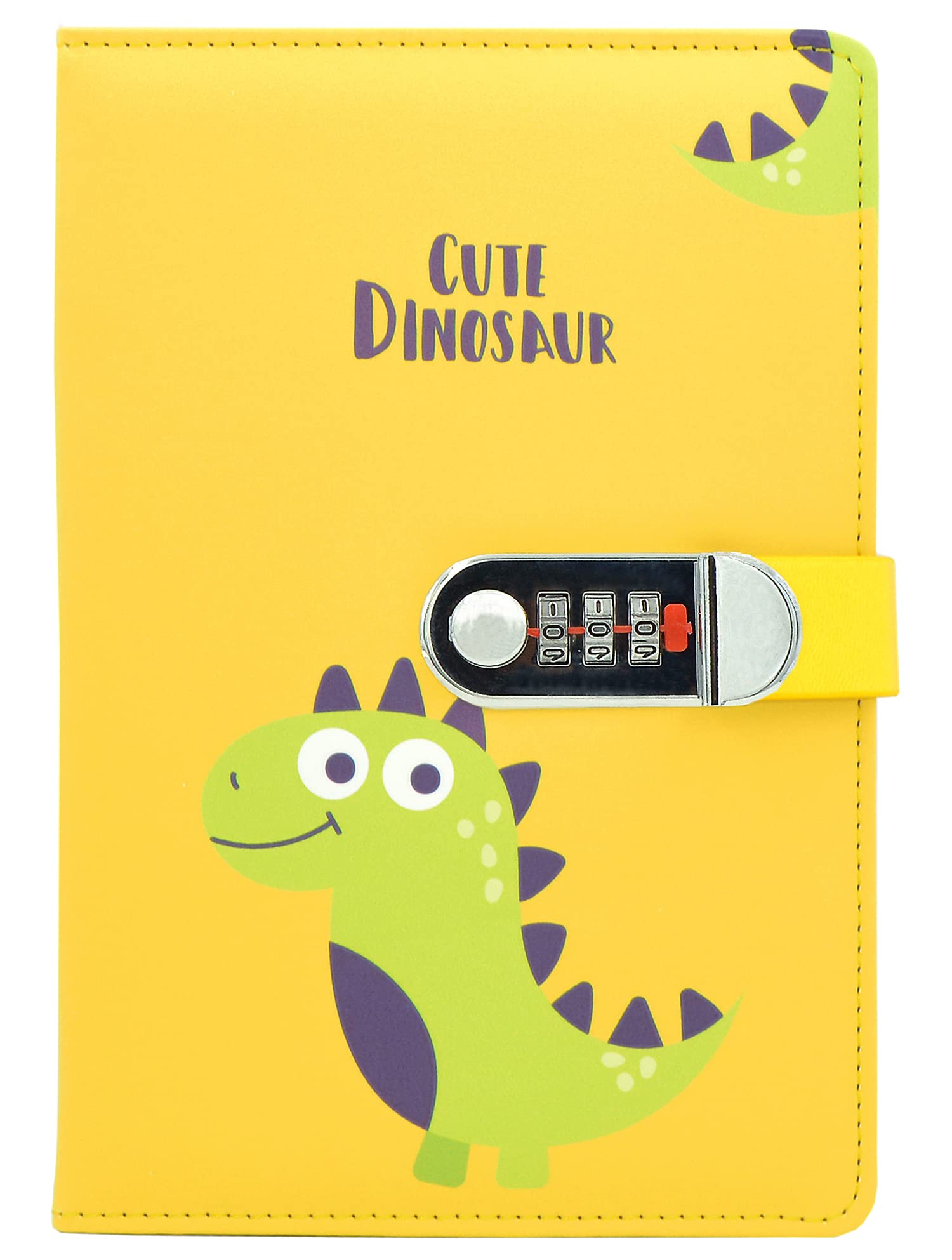 NectaRoy A5 Lockable Diary Travel Journal, PU Leather Cartoon Animals Pattern Password Notebook Sketchbook, Office School Supplies Student Stationery Birthday Gift, Pen Holder&Card Slots, 215x145mm