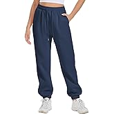 ATHMILE Yoga Pants with Pockets for Women Sweatpants Joggers Fleece Lined Baggy Cargo Work Lounge Snow Pajama High Waisted Fall Fashion Navy