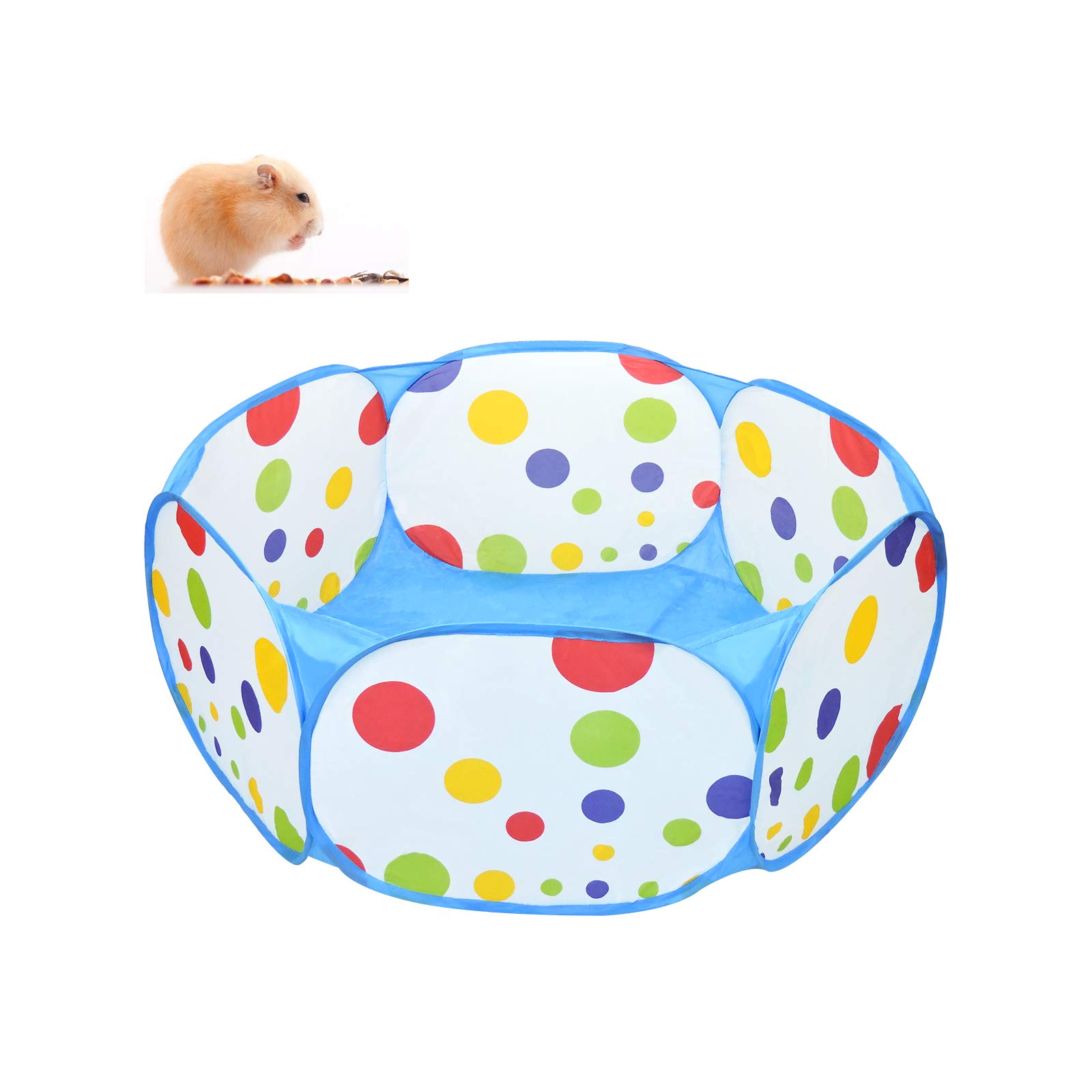 Andiker Small Animal Playpen, Portable Outdoor Exercise Fence Pop-Up Yard Fences, Foldable Pet Tent Play Pen for Guinea Pig, Hamster, Chinchillas and Hedgehogs, Rabbits (Blue)