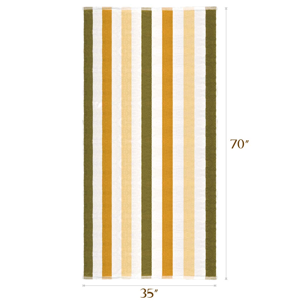 LYH Beach Towel Luxury 100% Cotton Pool Towel, Super Soft XXL Large Size 70x35in Classic Stripe, for Indoors Outdoors, Yellow+White