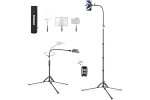 elitehood 6.8 Feet Tall Phone Stand Tripod, Aluminum iPhone Tripod [Lightweight & Ultra Stable], Adjustable Phone Recording Stand Compatible with iPhone 15 Pro Max/15 Pro/14 13, Android Cell Phone