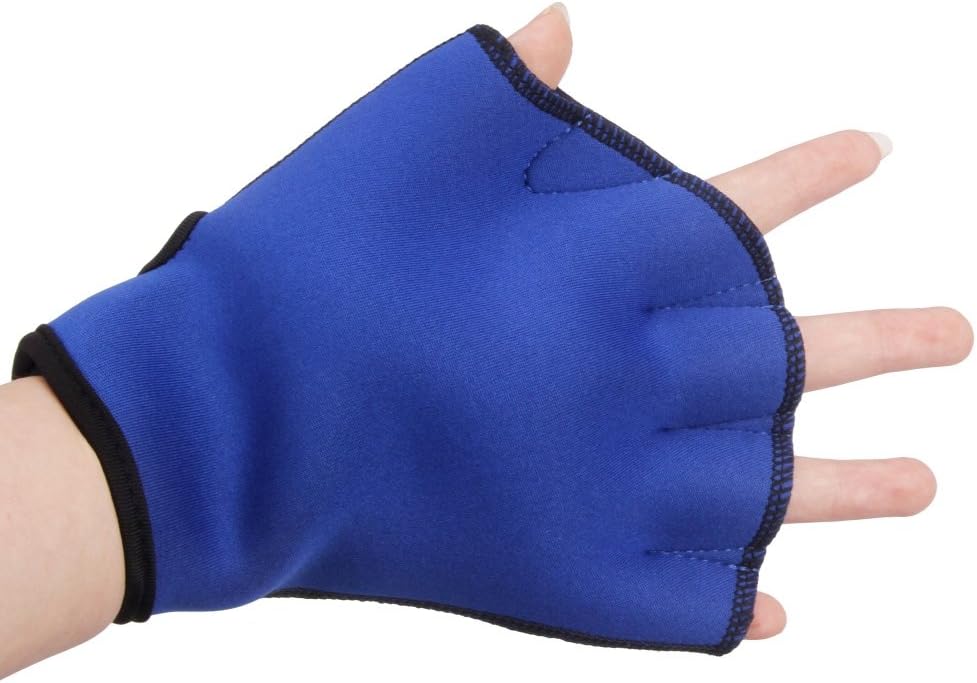 BXT Webbed Gloves Dive Gloves for Upper Body Water Resistance Training Swim Training Gloves with Wrist Strap Aquatic Gloves for Women Men, Blue, L : Sports & Outdoors