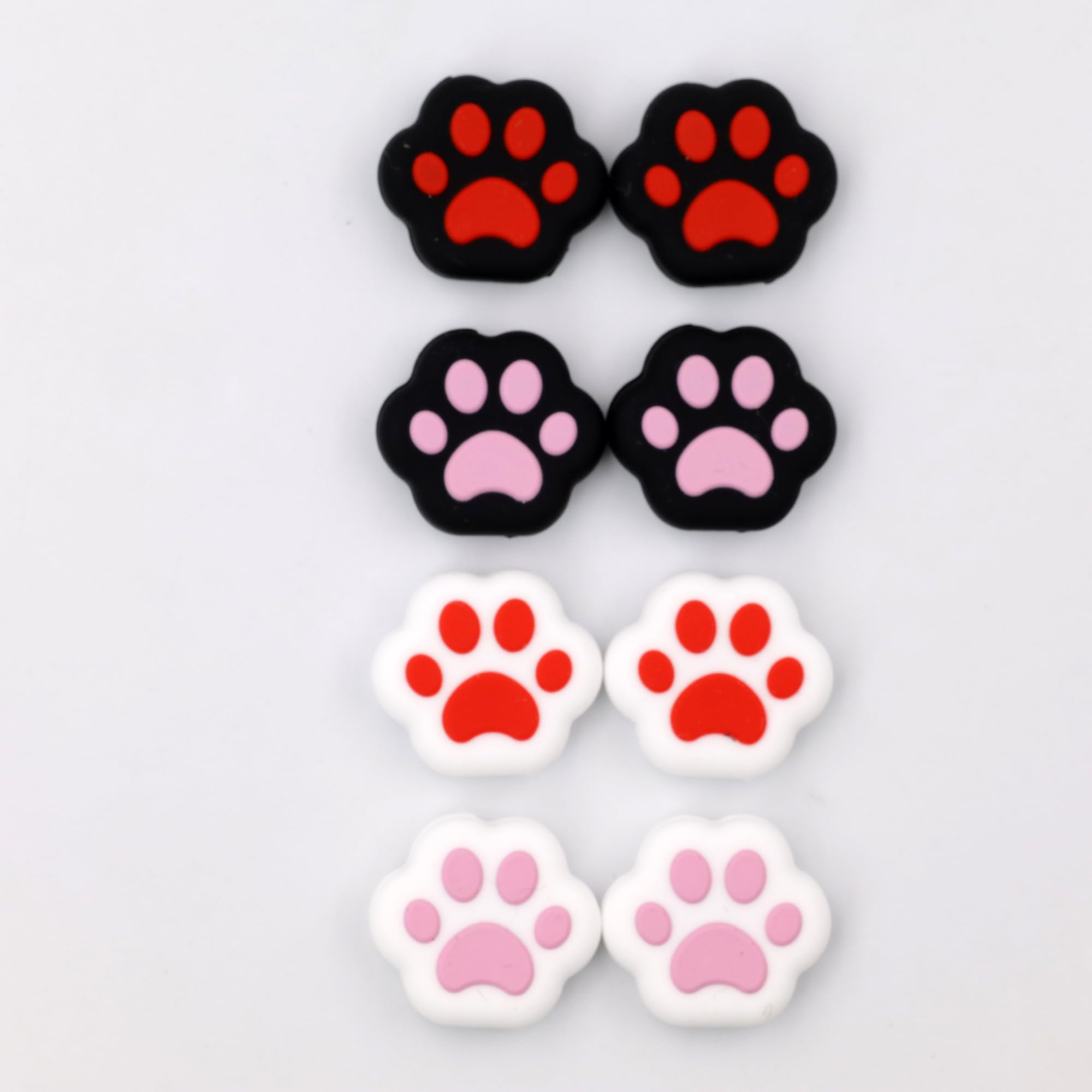 [8PCS] Cute Cat Paw Silicone Thumb Grip Replacement for Nintendo Switch/SwitchOLED/Switch Lite Rubber Joystick Cap Cover (Red+Pink)