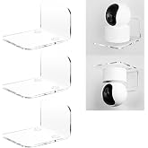 OAPRIRE Small Floating Wall Shelf Set of 3, 4" Clear Acrylic for Monitors | Universal, with Cable Clips &amp; Tapes, No Drill, Easy to Install, Durable, Fits Security Cameras, Baby Monitors, Speakers