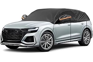 AMBARI Half Car Cover for SUV(157"-184"), Windshield Snow Cover Hail Protector Car Cover Sunroof Cover for Dustproof Sunproof, Universal Black SUV Car Cover for Waterproof All Weather.