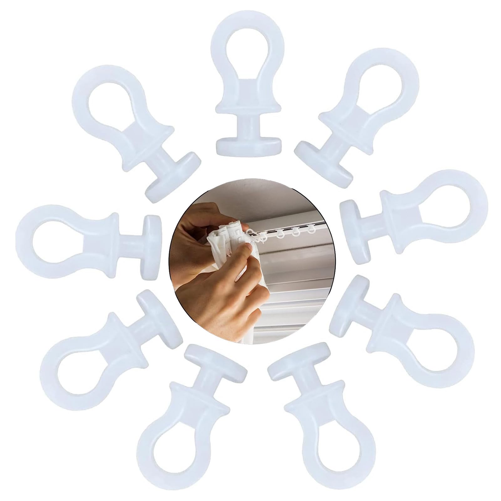 Curtain Rail Gliders: 100 PCS Plastic White Effortless Gliding Curtain Hooks for Window, Door & Bathroom Track