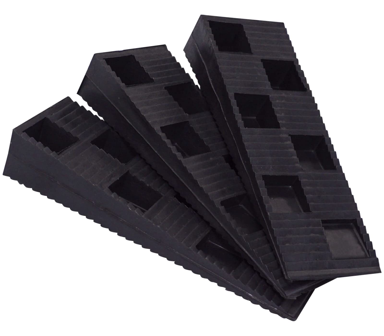 SKIR'CO (4 pcs) Black Plastic Ribbed Wedges 90 x 30 x 15 mm for Leveling, Spacing Wedges, Interlocking Wedges