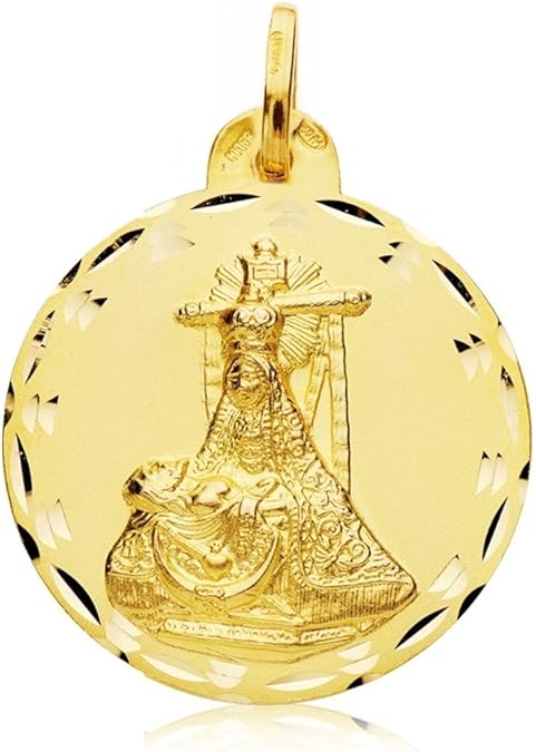 Médaille pendentif Or 18k Scapulaire C. Jésus Virgen Angustias 28mm. [Ab4787]