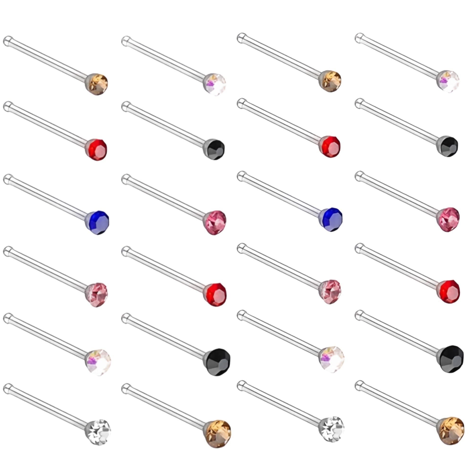 BigTree 60 Pack Stainless Steel Nose Studs Rings Piercing Pin Body Jewelry 22G 2MM