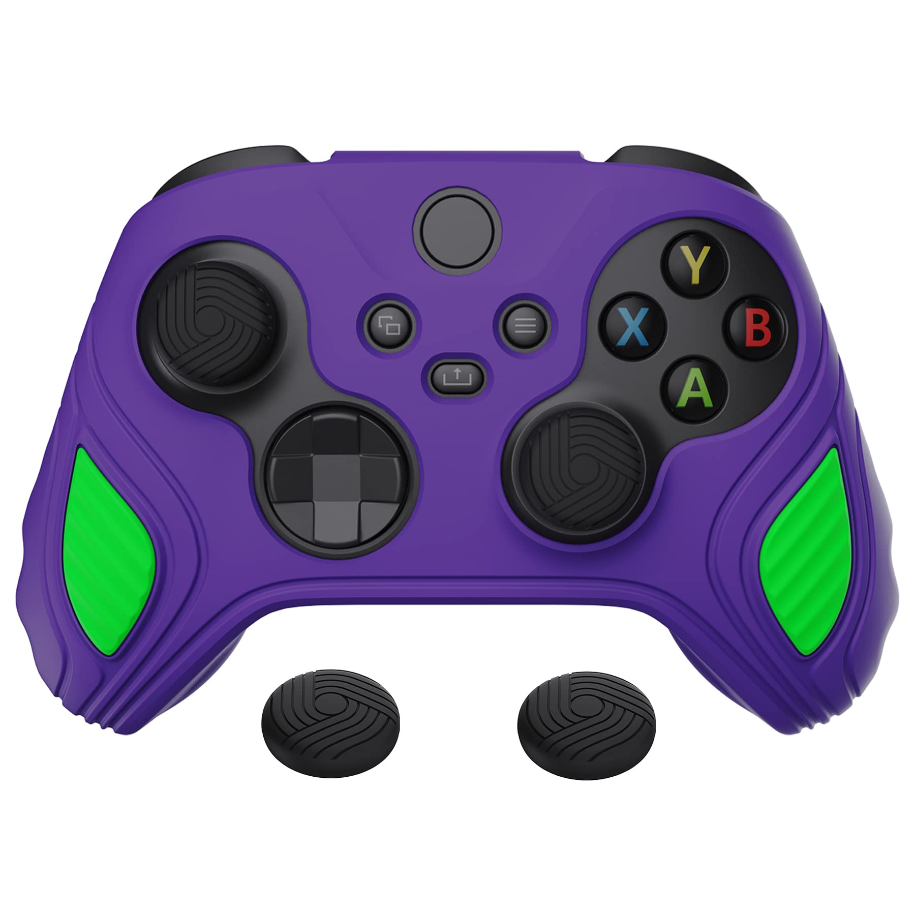 Scorpion Edition Anti-Slip Silicone Case Cover for Xbox Series X/S Controller, Soft Rubber Case for Xbox Core Wireless Controller with Thumb Grip Caps - Neon Genesis Purple & Green