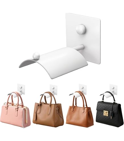 Langgg Cintre à Sac à Main Pliable avec Strass Crochet de Table Poche Décoration de Bureau de Voyage Blanc 2Ensemble