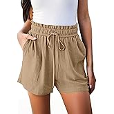 Linen Beach Vacation Shorts for Women Novelty Casual Summer Outfits High Waisted Lounge Comfy Resort Wear Brown