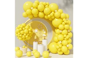 BONROPIN Yellow Balloons 110Pcs Yellow Balloon Garland Arch Kit 5/10/12/18 Inch Matte Latex Yellow Balloons Different Sizes as Honey Bee Gender Reveal Balloons Baby Shower Birthday Sunflower Party Decorations