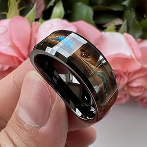 Colorful Quicksand Titanium Steel Ring, Retro Black-edged Wide-band Men's Ring, Trendy Fashion Item, Perfect for Gifting, Gat