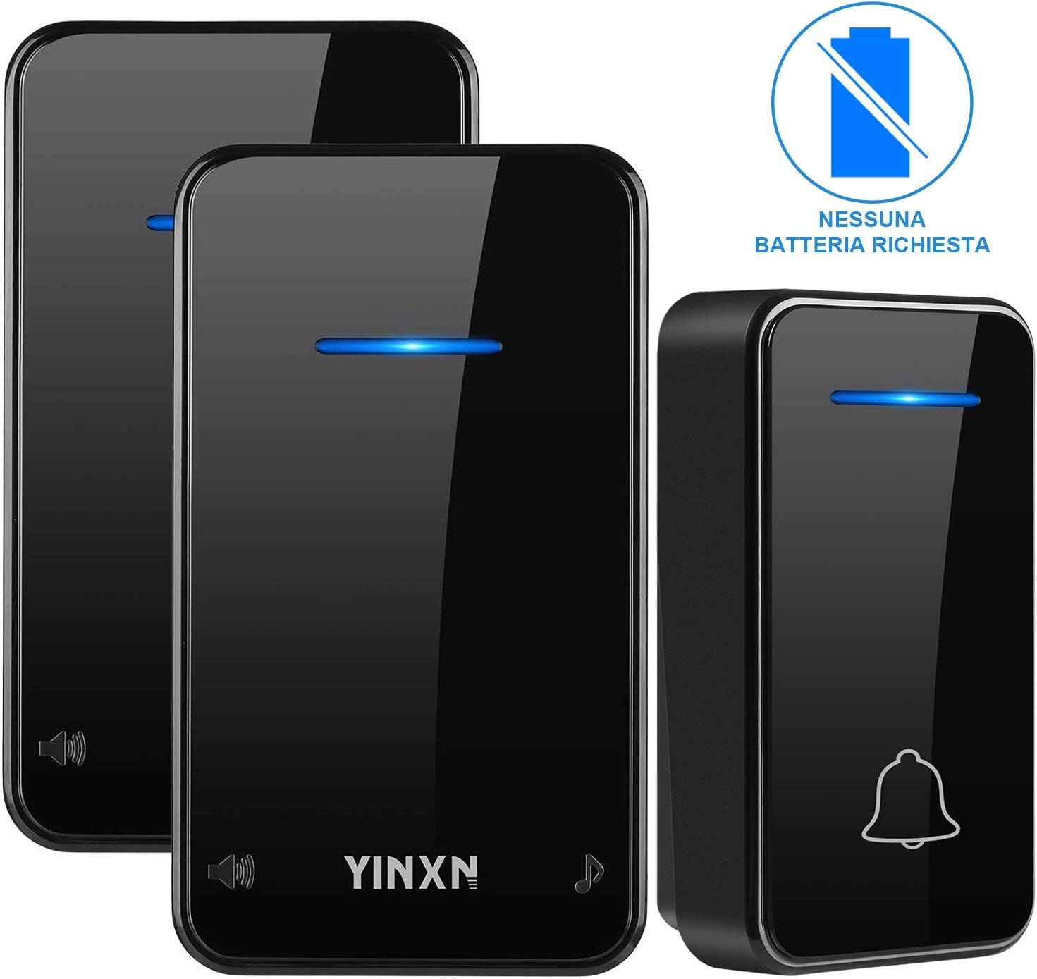 No Necesita Batería] Timbre Inalámbrico, YINXN Timbre Inalámbrico Portátil IP55 Impermeable con Radio de Acción 200m con Indicador LED, 2 Receptores, 7 Niveles de Volumen, 48 Tonos: Amazon.es: Bricolaje y herramientas