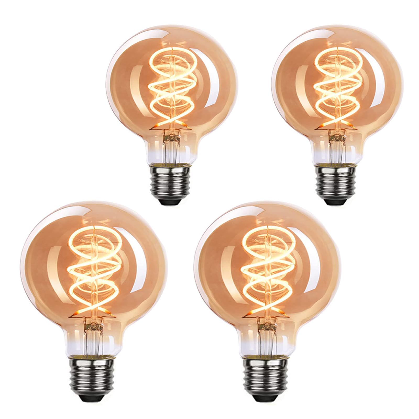 Y.W.Licht E27 LED Vintage Light Bulb 6W Dimmable Warm White 2700K Retro Screw Spiral Decorative Light 60W Equivalent G80 Amber Glass for Nostalgic Retro Lighting in Home Cafe bar Pack of 4 — image 1
