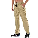 Men's Elastic Waist Hiking Pants Water Resistant Quick-Dry Lightweight Outdoor Sweatpants with Zipper Pockets