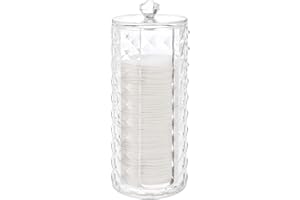Luxspire Acrylic Makeup Cotton Round Holder, Clear Diamond Pattern Cotton Pads Organizer Container Display Stand Cosmetic Mak