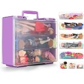 Blummy Large Dolls Storage Case Compatible with 12 Inch &amp; 6 Inch Dolls Carrying Case, All-in-One Doll Storage Organizer Holds 6-12 Dolls and Accessories(Case Only) (Puple)