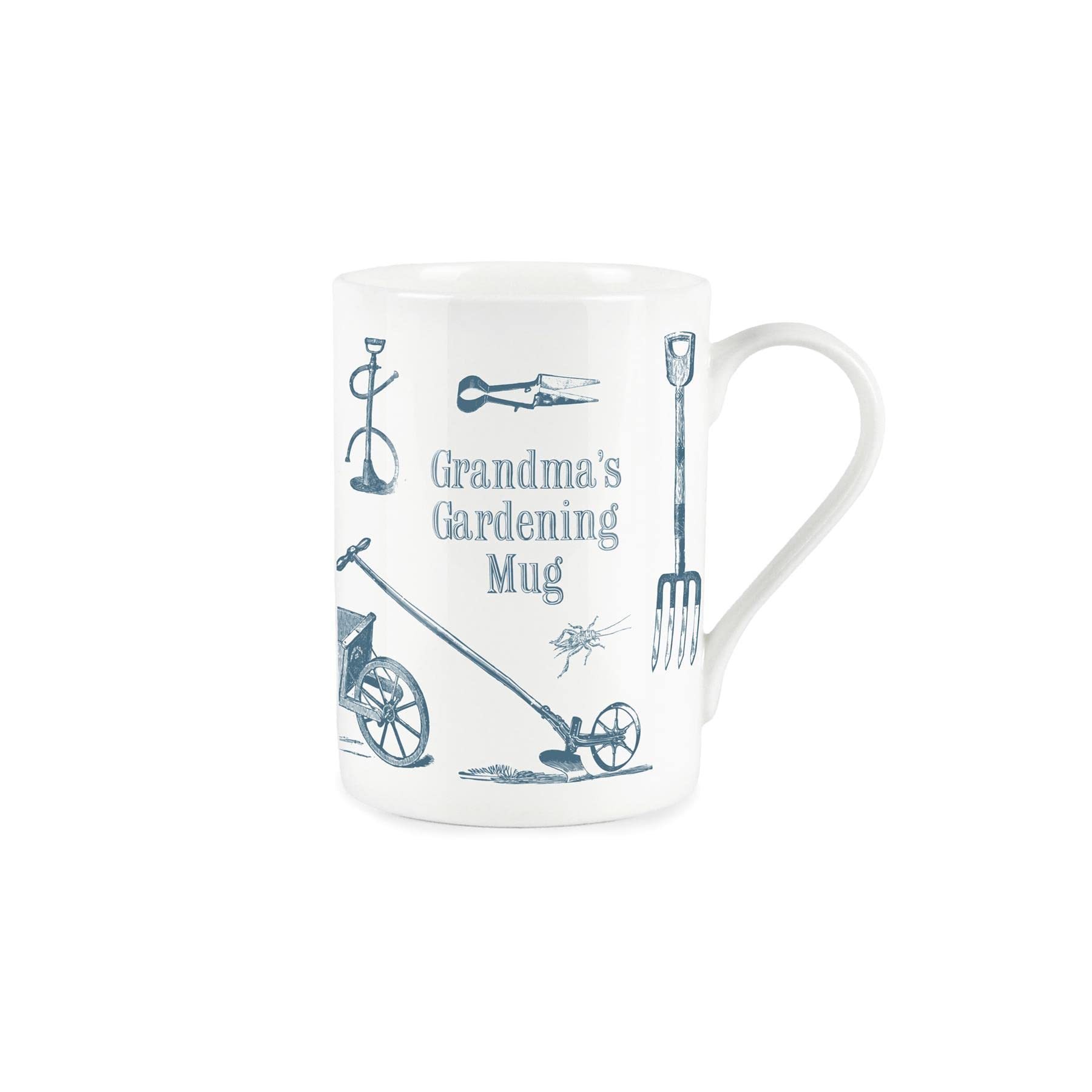 Purely Home Grandmas Gardening Mug - Bone China Vintage Style White Garden Coffee/Tea Present Gift