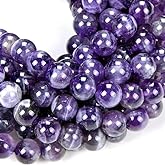 Zenkeeper 108 Pcs Amethyst Beads for Jewelry Making 8 MM Amethyst Gemstones Loose Stone Beads