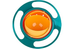 Berry President Magic Bowl 360 Degree Rotation Spill Resistant Gyro Bowl with Lid For Toddler Baby Kids Childre (Green)