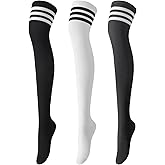 Pleneal 2/3 Pairs Thigh High Socks for Women Knit Warm Over Knee High Socks Leg Warmers Long Boot Sock