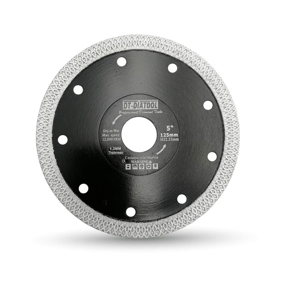 DT-DIATOOL Diamond Cutting Disc 5 Inch / 125mm Cutting Disc with X Mesh Turbo for Porcelain Tile Marble Ceramic Granite