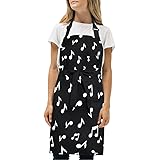 DEYYA Music Notes Adjustable Bib Apron Resistant with 2 Pockets Cooking Kitchen Aprons for Women Men Chef