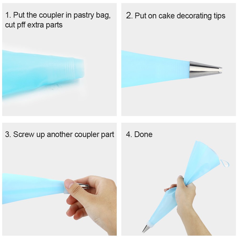 Cake Cupcake Decorating Supplies Kit 53pcs, Yblntek 48 Cake Decoration Icing tips, 2 Flower Nails, 2 Coupler and a Silicone Pastry Bags Baking Supplies Frosting Tools Set for Cookies