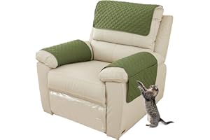 EXTLEZSA Sofa Armrest Cover, Headrest Cover for Recliner Chair Arm Cover,Armchair Slipcover Nonslip Quilted Furniture Protector for Pets Leather Sofa Couch (Green,1 Person (Set of 3))