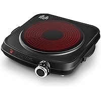 SUNAVO Electric Infrared Burner, 1200W Ceramic Glass Hot Plate, 6 Power Levels Stainless Steel Single Burner for Kitchen…