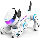 Linlinchuli AI Robot Dog, Remote Control Interactive Smart Robotic Dogs | Cyber Style with Glowing LED Lighting, Support 64 Languages, Stunt Actions, Dance, Play Music, Voice &amp; Touch Interactive