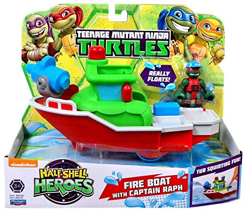 Teenage Mutant Ninja Turtles Pre-Cool Half Shell Heroes Fire Boat with Captain Raphael Bathtub Vehicles and Figure