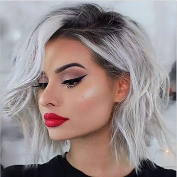 Amazon Com Glumes Ombre Silver Wig For Black Women Side Part