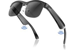 GAXABI Smart Glasses, Polarized Bluetooth Sunglasses, Built-in Mic & Speakers, Voice Assistant, UV Protection, Bluetooth Glasses for Office, Driving, Cycling Outdoor Sports (M9 Pro-Black Lens)