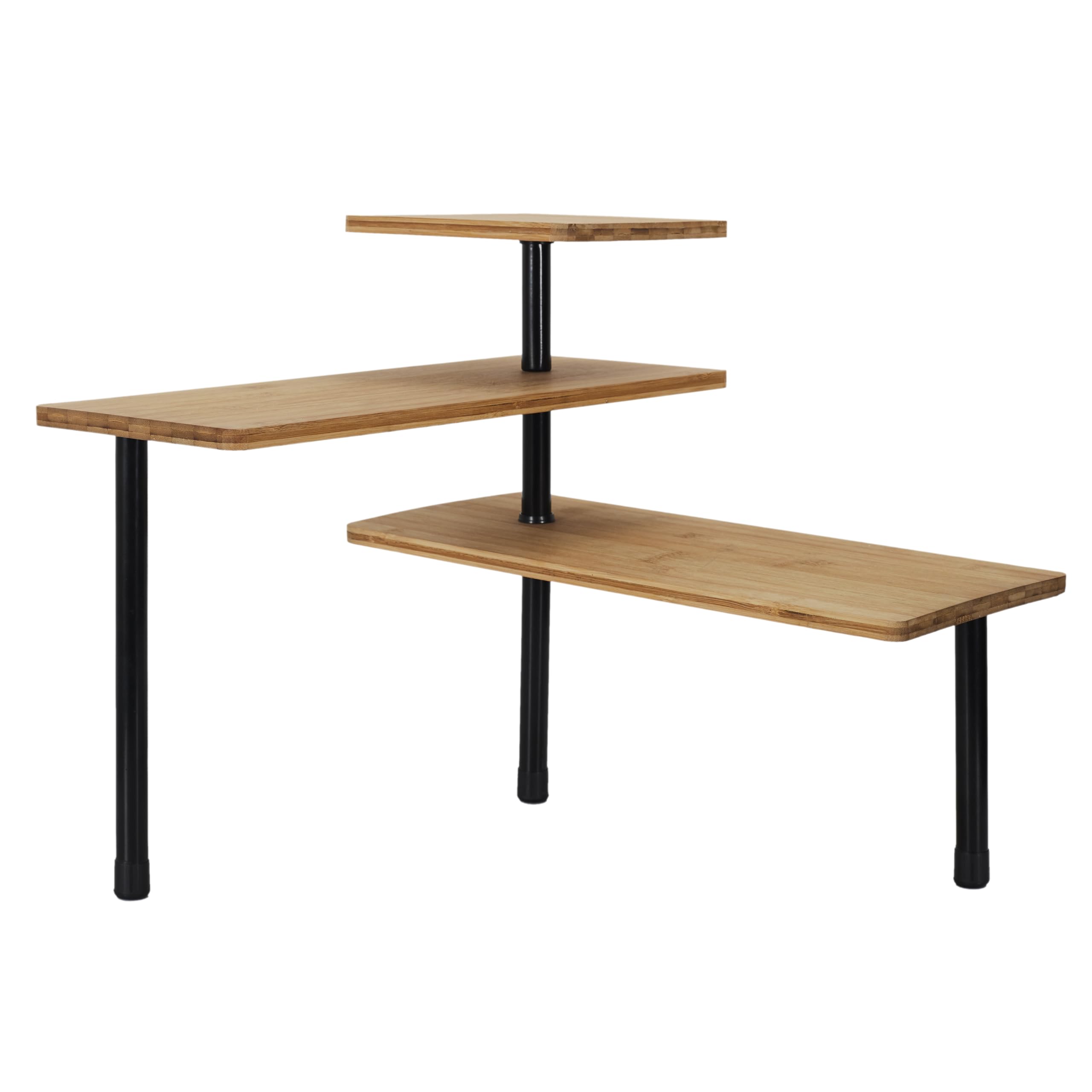 Totally Addict ADDICT KB5843 - Modular Corner Shelving (3 Levels, Bamboo, Metal and Polypropylene, 43 x 43 x 38 cm), Color brown