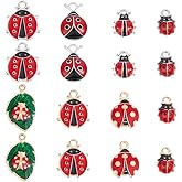 SUNNYCLUE 32PCS 8 STYLES Ladybug Charms Bulk Insect Charm Enamel Lucky Red Ladybird Ladybugs Insect Leaf Beetles Animals Charm Bulk for Jewelry Making Charms Earrings Necklace Bracelets Diy Crafts