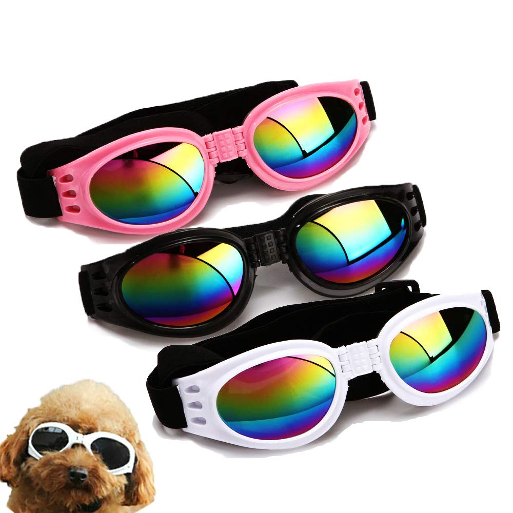 3Pcs Stylish Pet Glasses Cool Dog Sunglasses Dog Doggles Waterproof Windproof Eyewear UV Protection Sunglass for Doggy Puppy