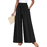 TAOHUADAO Wide Leg Maxi Pants for Women High Waisted Plus Size Palazzo Pants Casual Flowy Trousers with Pockets